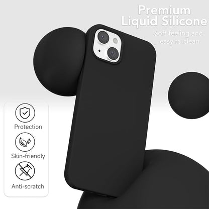 for iPhone 14/ iPhone 13 Case Silicone Compatible with Magsafe Case, Ultra Slim Thin Magnetic Phone Cases Mag Safe, Cute Soft Rubber Gel TPU Matte Wireless Charging Cover for Women, Black