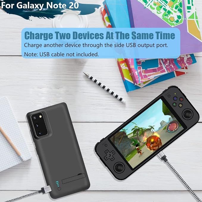 Battery Case for Samsung Galaxy Note 20 5G, 6000mAh Rechargeable Extended Battery Charging Charger Case, Add 100% Extra Juice Black