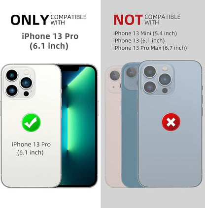 Beasyjoy Waterproof Case for iPhone 13 Pro, Metal Defender Case with Built-in Screen Protector, Military Grade Full Body Rugged Protective Heavy Duty Underwater Phone Case 6.1 Inch, Red