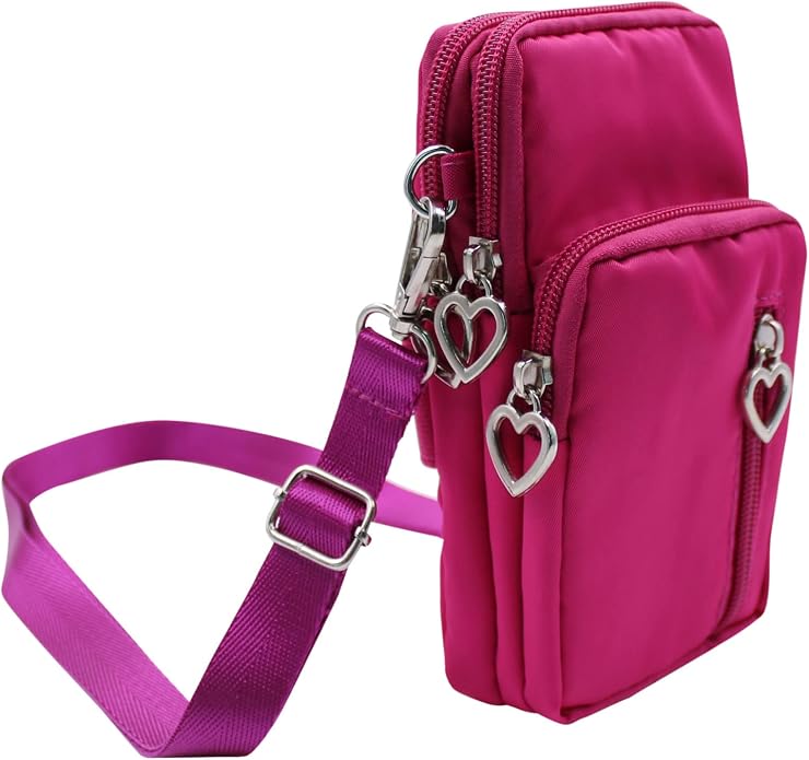 JUMISEE 3-Layers Crossbody Bag Cellphone Pouch Armband Wallet Nylon Smartphone Purse
