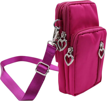 JUMISEE 3-Layers Crossbody Bag Cellphone Pouch Armband Wallet Nylon Smartphone Purse