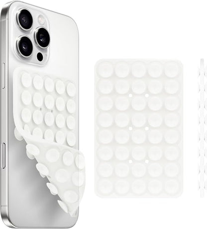 QxbBox Silicone Suction Cup Phone Case Mount Double Sided, Hands-Free Strong Grip Holder for Selfies and Videos,Silicon Sticky Phone Grip with Higher Suction Power for Cell Phone Translucent