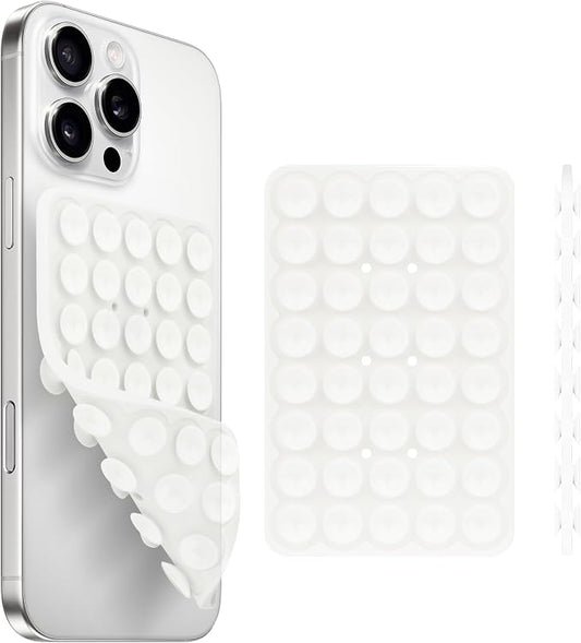 QxbBox Silicone Suction Cup Phone Case Mount Double Sided, Hands-Free Strong Grip Holder for Selfies and Videos,Silicon Sticky Phone Grip with Higher Suction Power for Cell Phone Translucent
