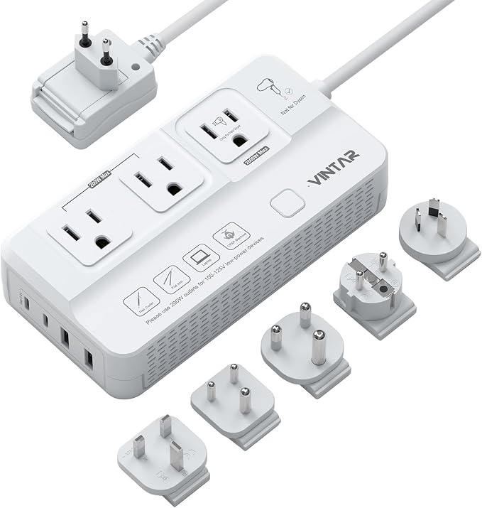 VINTAR 2000W 220V to 110V Converter for Hair Dryers, Universal Travel Adapter Voltage Converter US to Europe with 4 USB Ports(2 USB C), International Step Down Transformer for EU UK JP AU India SA
