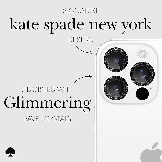 kate spade new york iPhone 16 Pro Max/iPhone 16 Pro Camera Lens Protector with Aluminum Ring - Set in Stone Nightfall