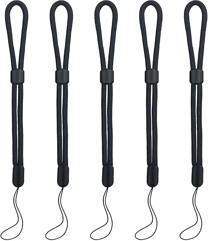 yuntop 5PCS Wrist lanyard, 8.8 inch Hand Wrist Strap Lanyard, Adjustable Nylon Wristlet Straps for Cell Phone, Camera, GoPro, PSP, USB Flash Drives, Flashlight (Black)