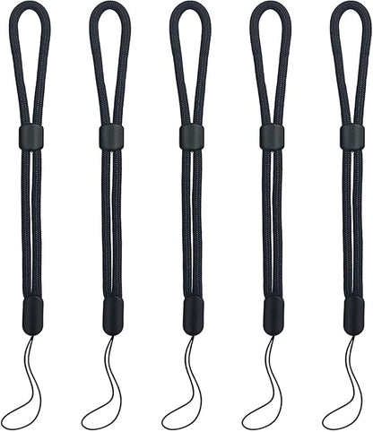 yuntop 5PCS Wrist lanyard, 8.8 inch Hand Wrist Strap Lanyard, Adjustable Nylon Wristlet Straps for Cell Phone, Camera, GoPro, PSP, USB Flash Drives, Flashlight (Black)