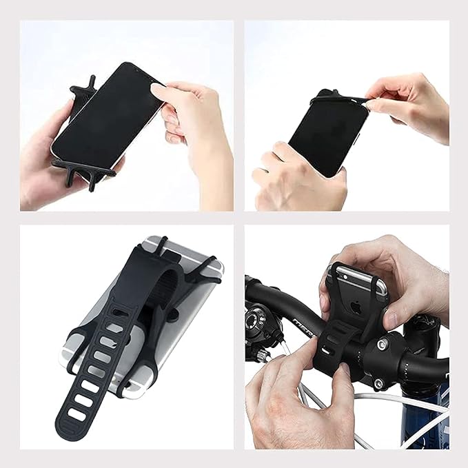 Bike Motorcycle Phone Mount GPS/Map/Music Made of Durable Non-Slip Silicone.Scooter Detachable Bike Phone Holder for Handlebars,Compatible with 99% iPhone 11-17, Samsung, 4.5"-6.9" Phones