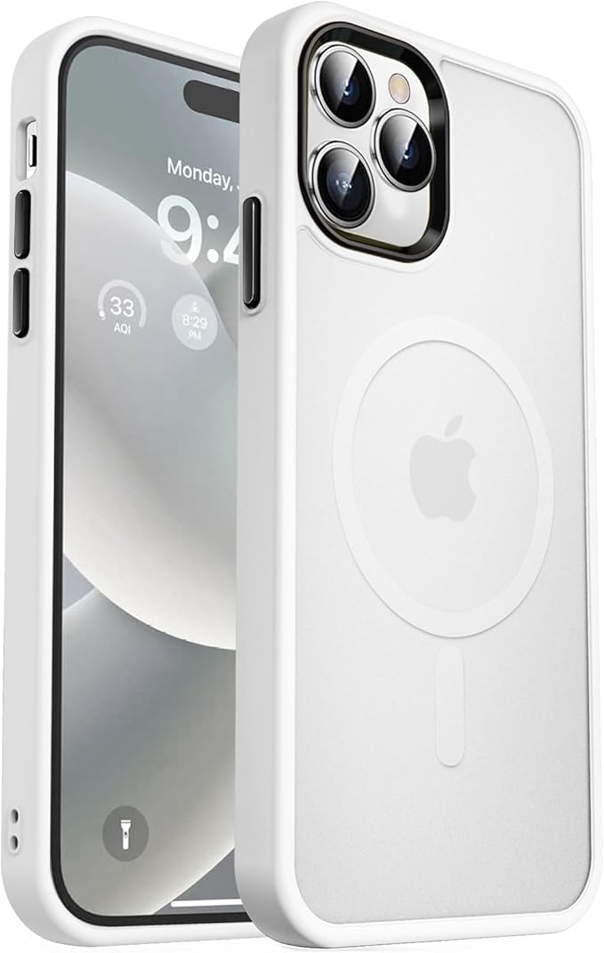 MOCCA Strong Magnetic for iPhone 14 Pro Max Case [Compatible with Magsafe] [10FT Military Grade Protective] Translucent Matte Slim Shockproof Case for iPhone 14 Pro Max 6.7"-Frosted White