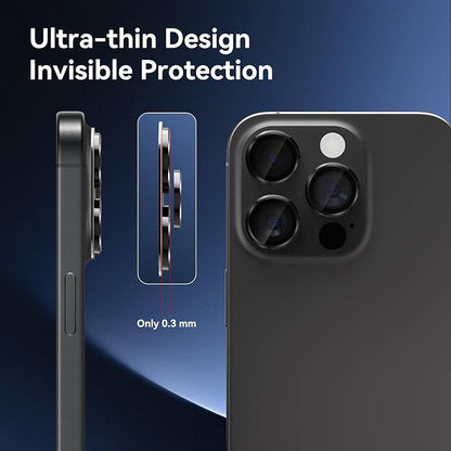 CloudValley for iPhone 16 Pro/iPhone 16 Pro Max Camera Lens Protector, [AR+AF 99% Transmittance] [Full Coverage] Ultra-HD Tempered Glass Cover, Metal Lens Screen Protective,Black Titanium