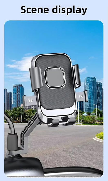 Cell Phone Stand Flexible Mobile Clip Mount Quickly Lock Bike Phone Holder Bicycle Motorcycle (Rearview Black)