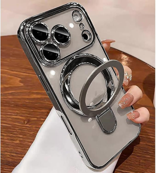 for iPhone 17 Pro Case Magnetic Stand,[Compatible with Magsafe] [Military Protection][Camera Lens Protector] Phone Case Cover for iPhone 17 Pro 6.3" - Titanium