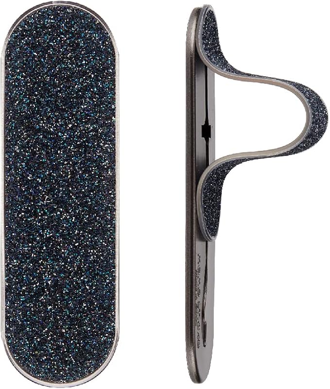 Momostick Flatstick, Cell Phone Finger Grip Strap Holder for Hand, Cell Phone Stand, New Slim Finger Loop Selfie Grip Compatible with Most Smartphones - Glitter Navy