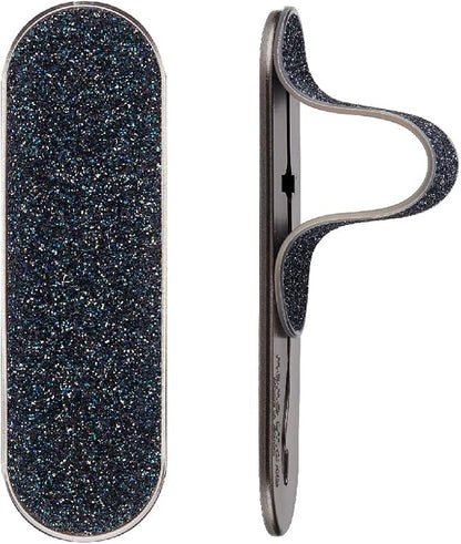 Momostick Flatstick, Cell Phone Finger Grip Strap Holder for Hand, Cell Phone Stand, New Slim Finger Loop Selfie Grip Compatible with Most Smartphones - Glitter Navy