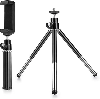 Mini Tripod for Webcam and Phone, Metal Extendable Webcam Stand with Phone Holder, Tripod for Webcam