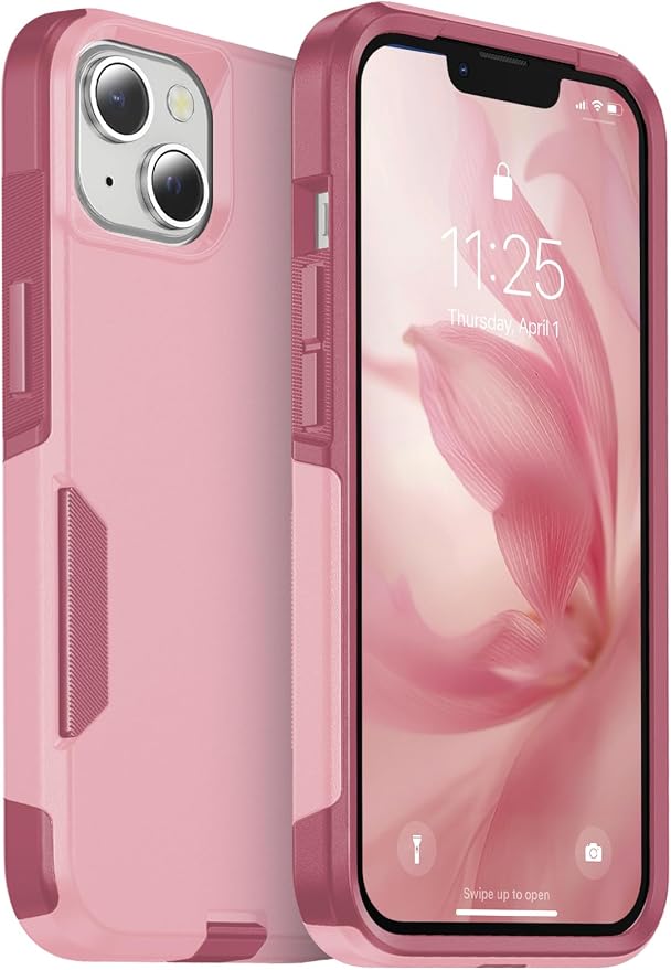 jaroco for iPhone 13 Case & iPhone 14 Case & iPhone 15 Case [Heavy Duty Protection][Compatible with MagSafe][Military Grade Drop Protection][Shockproof] with Non-Slip Removable Phone Cover 6.1''-Pink