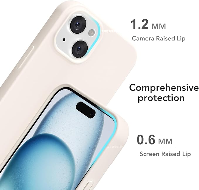 for iPhone 15 Plus/ 14 Plus Case Silicone Compatible with Magsafe Case, Ultra Slim Thin Magnetic Phone Cases Mag Safe, Cute Soft Rubber Gel Matte Wireless Charging Cover for Women, Beige Cream