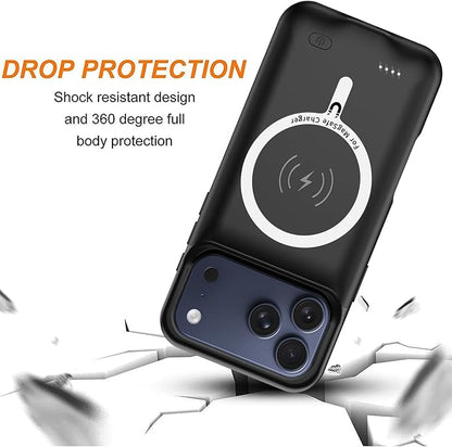 Battery Case for iPhone 17 Pro Max,Upgraded 12000mAh Capacity Rechargeable Portable Extended Charger Case Wireless Charging Compatible with iPhone 17 Pro Max(6.9 inch) Charging Cover & Carplay (Black)