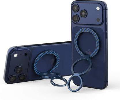 Nillkin FiberSnap Magnetic Phone Grip Ring Stand, Removable Phone Holder with Expanding Grip and Adapter Ring for MagSafe,360 Rotation Adjustable Kickstand for iPhone 16 Pro 15,14,13,12,11 (Blue)