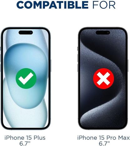 Tech Armor 3 Pack for Apple iPhone 15 Plus Screen Protector Glass Tempered Phone 6.7 inch - Ballistic, Case Friendly, Easy Install, Sensor Protection, HD, 9H Hardness, + Bonus Camera Lens Protectors