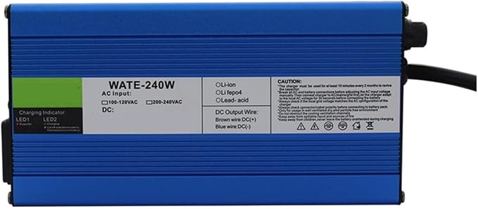 Charger Aluminum Lithium Ion Battery 12.6V 7A Charger 3S 12V Lithium Battery Pack Charger with Cooling Fan Smarts Charge Auto-Stop Aluminum Case(RED Plugs,U.K)
