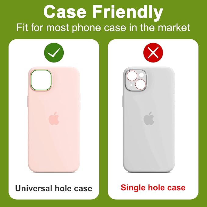2-Pack Shatterproof Camera Lens Protector for iPhone 15/15 Plus |AR Tempered Glass Strong Adsorption Metal Camera Cover Screen(Pink)