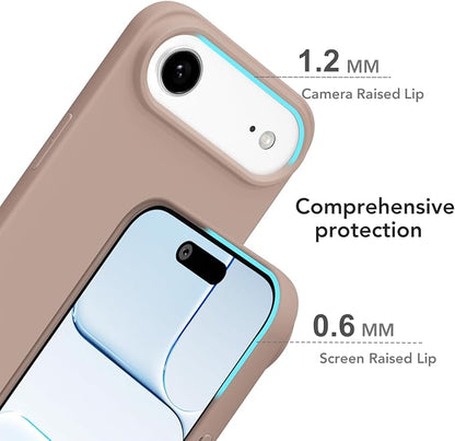 for iPhone 17 Air Case Silicone Compatible with Magsafe Case, Ultra Slim Thin Magnetic Phone Cases Mag Safe, Cute Soft Rubber Gel TPU Matte Plain Wireless Charging Cover for Women, Brown