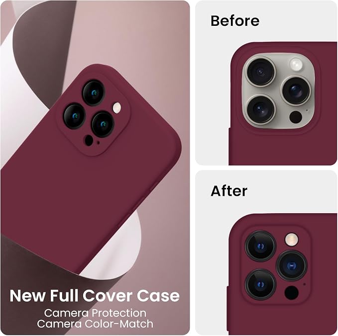 FireNova Designed for iPhone 16 Pro Case, Silicone Upgraded [Camera Protection] Phone Case, Soft Anti-Scratch Microfiber Lining Inside, 2024, Plum