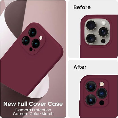 FireNova Designed for iPhone 16 Pro Max Case, Silicone Upgraded [Camera Protection] Phone Case, Soft Anti-Scratch Microfiber Lining Inside, 2024, Plum