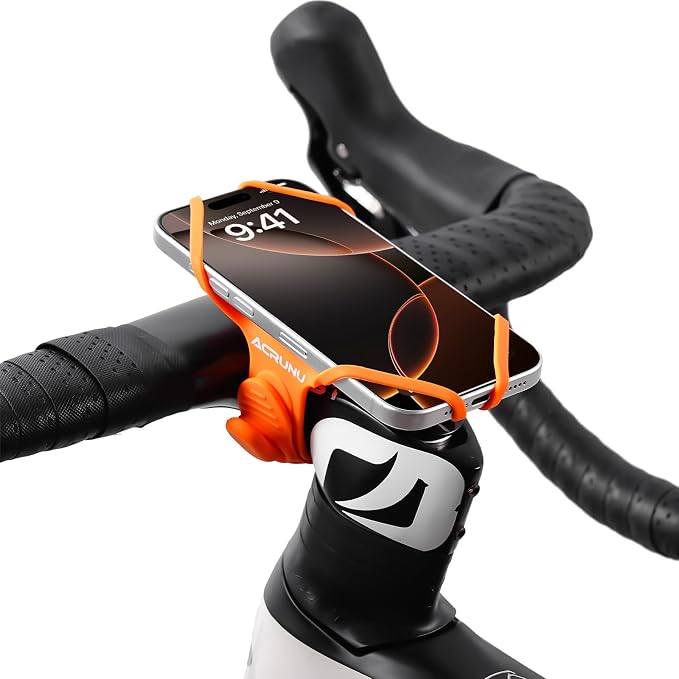 Bike Phone Mount for Handlebar – Scratch-Free Silicone Holder with Anti-Slip Grip, Universal Cycling Phone Stand Compatible with iPhone/Samsung (4.0"-7.2"),Horizontal & Vertical Installation