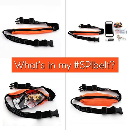 SPIbelt Performance Running Belt for Adults, Expandable Pocket, Energy Gel Loops, Adjustable Waist, No Bounce, Black with Black Zipper (Pack of 2)