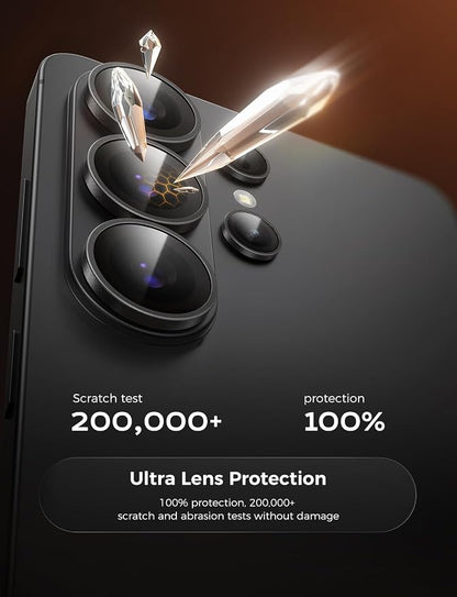 MAGIC JOHN for Samsung Galaxy S26 Ultra Camera Lens Screen Protector [Alignment Kit&1:1 Invisible Fit] 9H Aerospace Tempered Glass, Ultra HD, Metal Individual Ring, Set of 2,Black