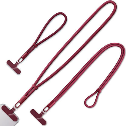 KITANIS 3 Pack Phone Lanyard,1×Phone crossbody strap,1×Phone Neck Strap,1×Wrist Strap,3×Tether Tabs,Universal Cell Phone Multifuctional Patch Polyester Lanyards(Wine)