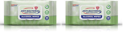 Advanced 75% Alcohol Antiseptic Hand Sanitizer Multipurpose Wipes (50 Count x 2 Pack : 50 Wipes)