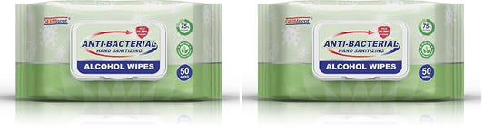 Advanced 75% Alcohol Antiseptic Hand Sanitizer Multipurpose Wipes (50 Count x 2 Pack : 50 Wipes)