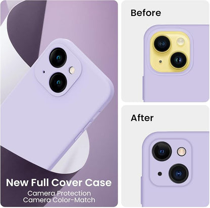 FireNova Designed for iPhone 14 Case, Silicone Upgraded [Camera Protection] Phone Case with [2 Screen Protectors], Soft Anti-Scratch Microfiber Lining Inside, 6.1 inch, Clove Purple