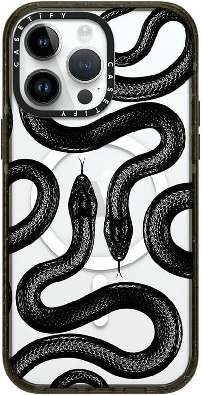 CASETiFY Impact iPhone 14 Pro Max Case [4X Military Grade Drop Tested / 8.2ft Drop Protection/Compatible with Magsafe] - Black Kingsnake - Glossy Black