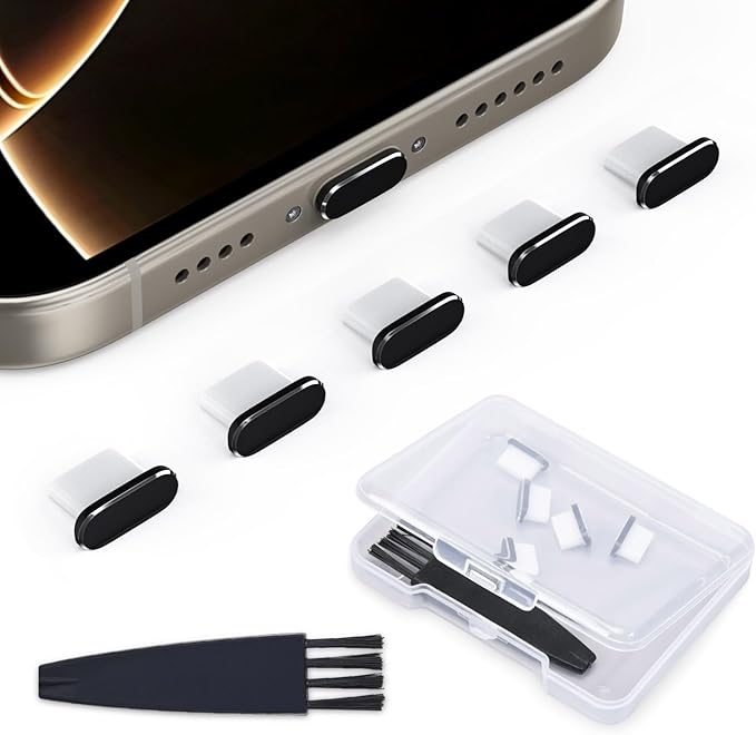 USB C Dust Plug, 5 Pack Type C Anti Dust Plug Cover Charging Port Protector Cap, Compatible with iPhone 17 16 15 Pro Max Plus Samsung Galaxy S25 S24 S23 S22, All USB Type-C Ports