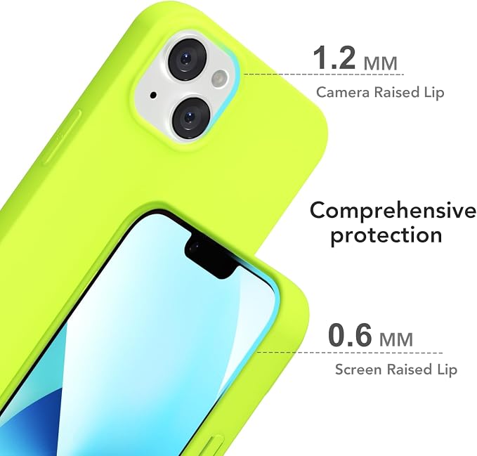 for iPhone 14/ iPhone 13 Case Silicone Compatible with Magsafe Case, Ultra Slim Thin Magnetic Phone Cases Mag Safe, Cute Soft Rubber Gel TPU Matte Wireless Charging Cover for Women, Neon Green