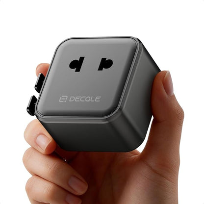 “Air” Universal Travel Adapter 2500W Max AC, Cover 200+ Countries | International Plug Adapter, All in One Portable Adapter, NOT A Voltage Converter, for USA, UK, EU, AU (Black)