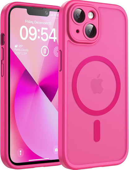 TOCOL for Phone 13 Case, Compatible with Magsafe Charger, Full Camera Protection, Drop Protection, Translucent Matte Phone Case for iPhone 13 6.1 inch (Hot Pink)