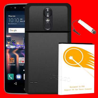High Power 8000mAh Extended Spare Battery Thicker Black Cover Stylus Compatible with LG Stylo 3 Plus MP450 MetroPCS Smartphone