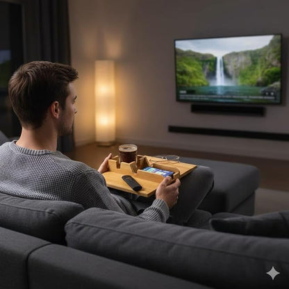 Couch Cup Holder, Sofa Armrest Tray with Drink Holder, Foldable Anti-Slip Arm Table, Cup Holder Tray for Mugs Cellphone Remote and Snacks.