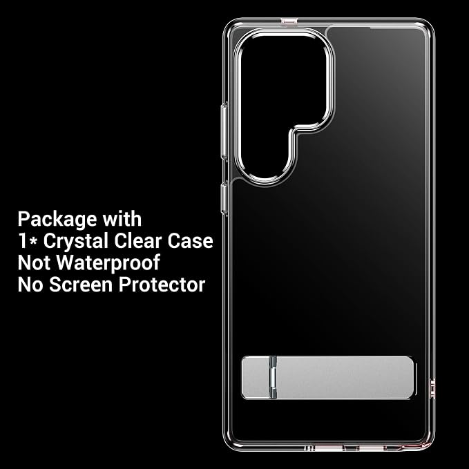 Temdan Designed for Samsung Galaxy S25 Ultra Case,[Built in Hidden Kickstand][Military Grade Drop Protection] [Never Yellowing] Slim Thin Phone Case for Galaxy S25 Ultra Case 6.9"- Crystal Clear