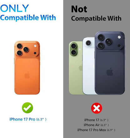 for iPhone 17 Pro Camera Lens Protector [Anti-Scratch] [Ultra HD Clear] [Strong Adhesion] Metal Aluminum Alloy Tempered Glass Camera Screen Cover(Cosmic Orange Glitter)