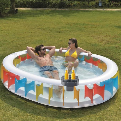 Hot Tub Table, Pool Cup Holder Fits for Outdoor Inflatable Pools/Spas Side Table Swimming Pool Side Drink Tray with Drain Holes for Bathtub Spa Patio(Gray)