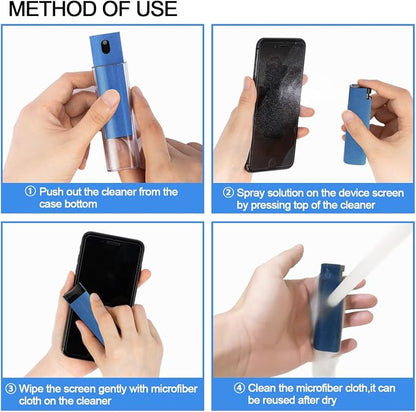 Screen Cleaner Touchscreen Mist Spray, walrfid Cleaning Kit for Electronic Smart Phone TV, Laptop, Tablet, PC, Computer LCD Flat Screens, Eyeglasses, Compatible with iPhone iPad MacBook Pro - DarkBlue