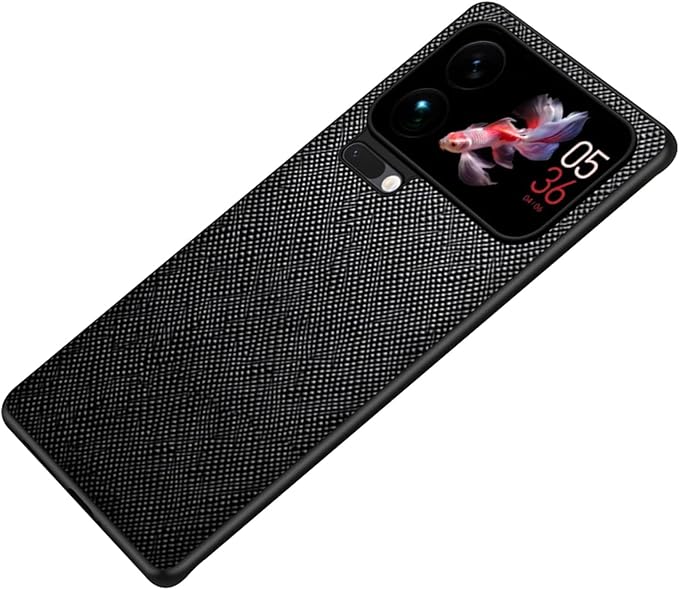 Shockproof Case for Xiaomi 17/17 Pro/17 Pro Max, Slim Leather Cover Minimalist Cross Texture Anti-Fingerprint Case,17pro,Black