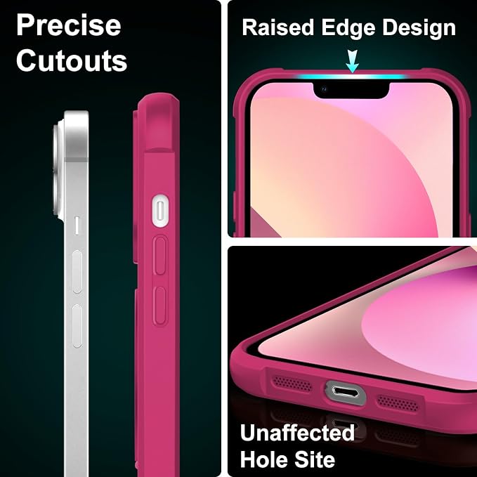360° Magnetic Swivel Ring for iPhone 13 case, Built-in Metal Stand and Ring Holder, Magsafe Compatible, Military Grade Protection, Shock Resistant - Rose Pink