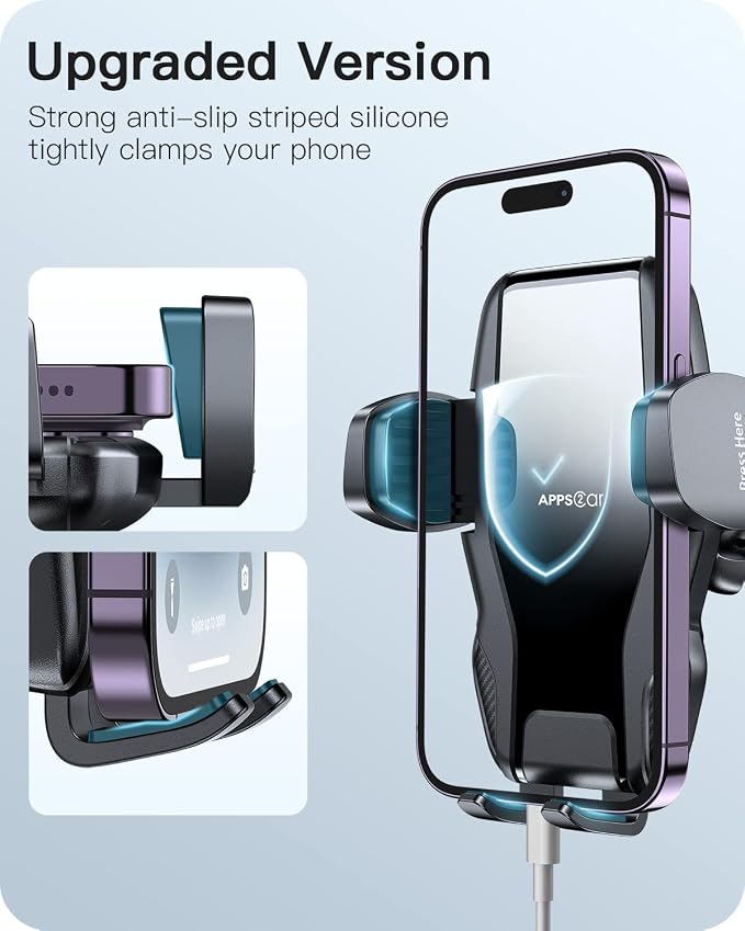 APPS2Car 13" Gooseneck Phone Holder for Car Windshield Window Dashboard Vent, Cell Phone Mount for Car Truck with Strong Suction Cup, Anti-Shake Stabilizer - Compatible with Most Smartphones